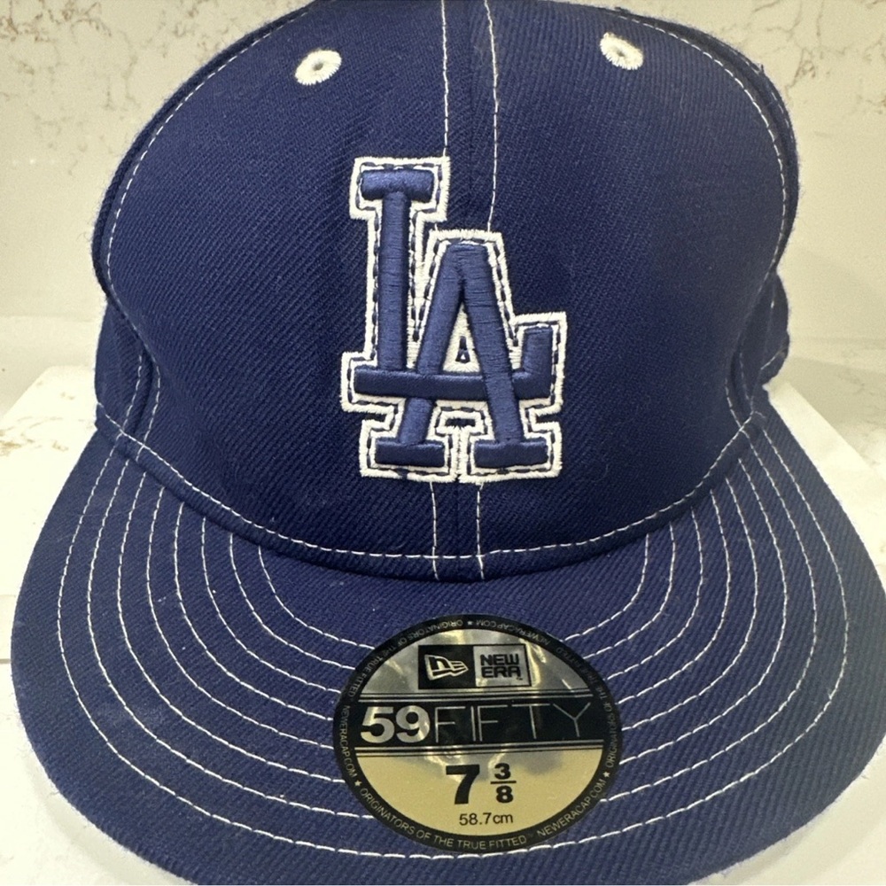 Los Angeles Dodgers Hat New Era Size 7 3/8 59Fifty MLB Blue